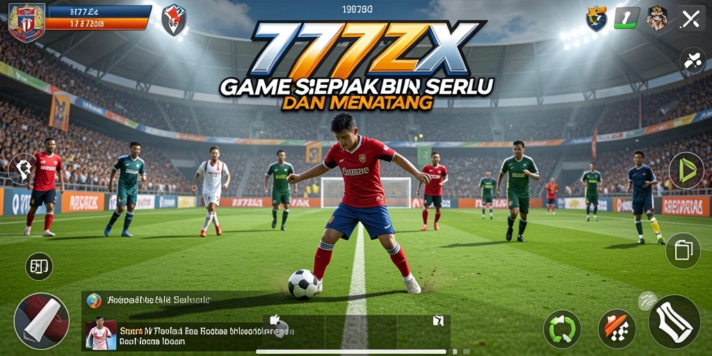 Screenshot gameplay 777ZX menampilkan momen seru di lapangan sepak bola.