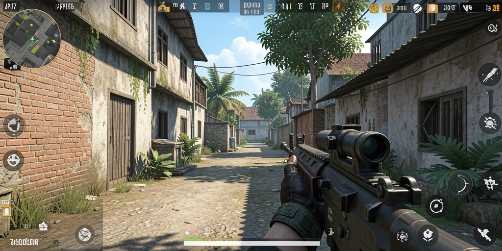 Tangkapan layar game API77 yang menunjukkan aksi menembak intens.