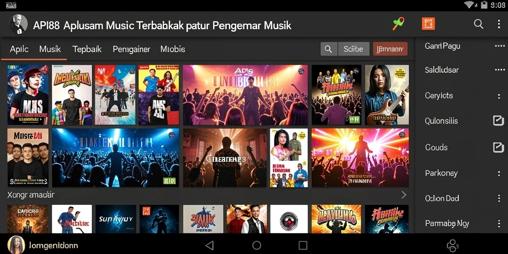 Screenshot utama yang menunjukkan tampilan antarmuka API88 saat memutar musik.