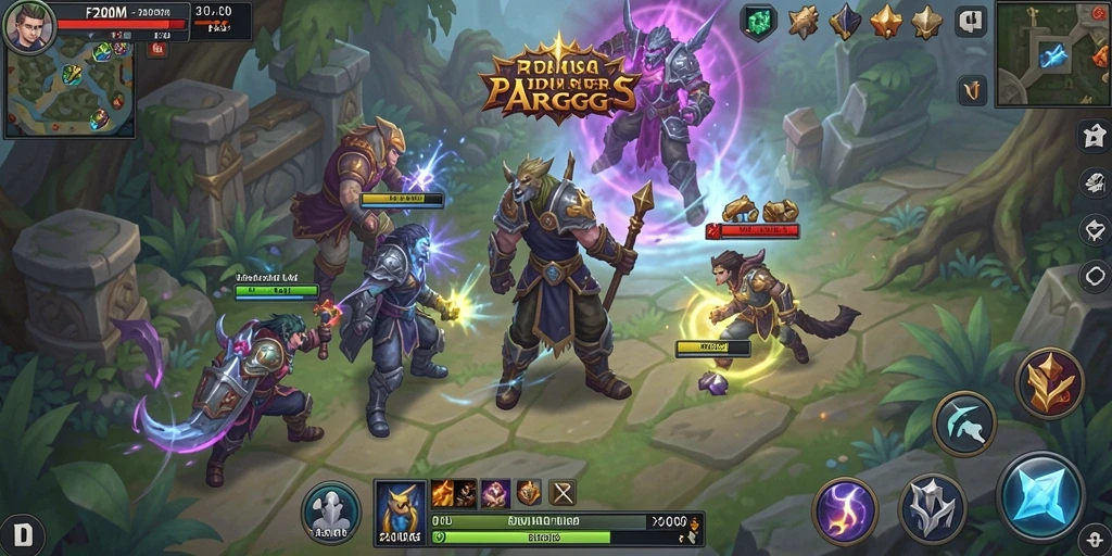 Screenshot F200M menampilkan aksi pertempuran ARPG yang intens dan mendebarkan.