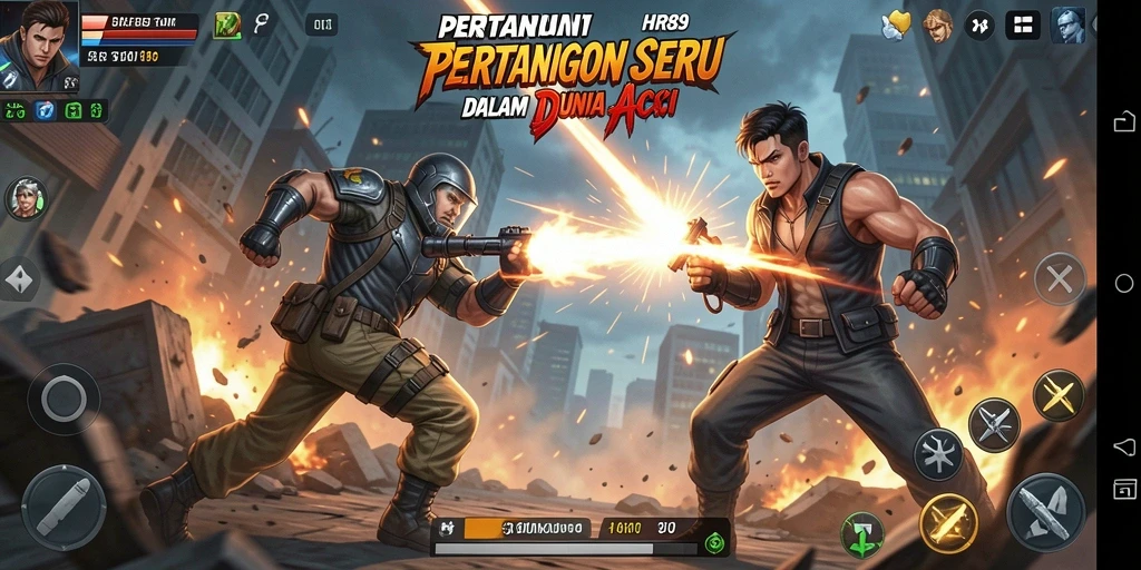 Screenshot gameplay HR89 dengan pertarungan aksi yang seru.
