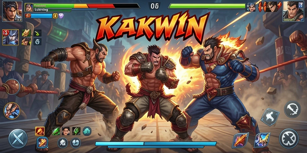 Tampilan gameplay seru KAKWIN dengan aksi pertarungan intens.