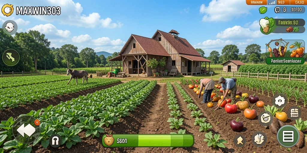 Tampilan gameplay MAXWIN303 dengan aktivitas pertanian yang mengasyikkan.