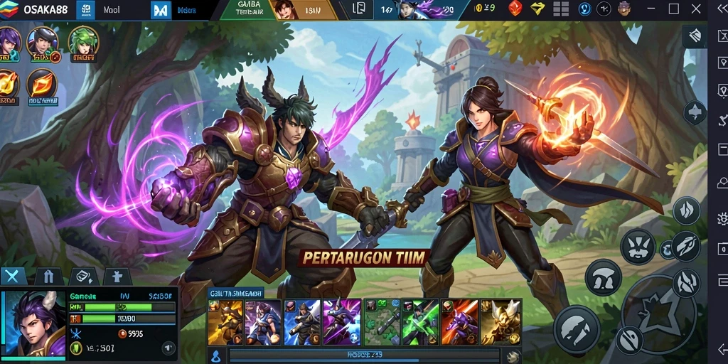 Gameplay seru MOBA di OSAKA88 dengan pertarungan tim yang epik.
