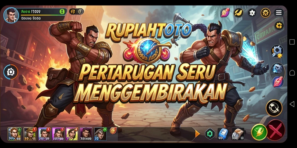 Screenshot gameplay RUPIAHTOTO menampilkan pertarungan tindakan dinamis dan mengesankan.