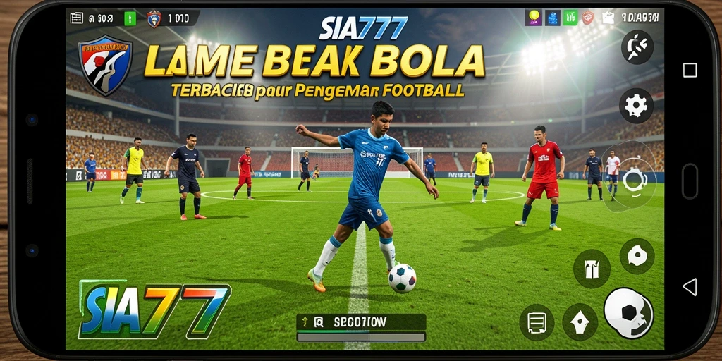 Screenshot utama SIA777 menampilkan aksi bermain sepak bola yang mendebarkan.