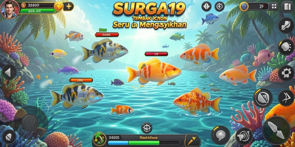 Tampilan screenshot game Tembak Ikan SURGA19 dengan gameplay yang menarik.