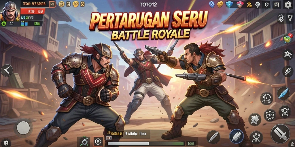 Screenshot menunjukkan pertempuran intens di arena TOTO12.