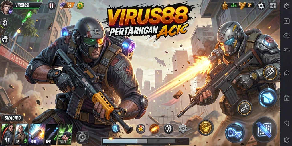 Tampilan seru gameplay dalam pertempuran Action